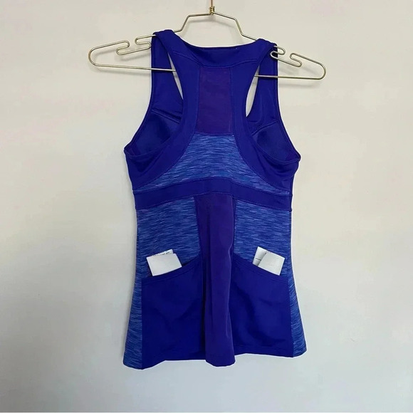 Athleta Space Dye Tank Top Size Small Blue Built in Bra Pockets at Back - Picture 3 of 11